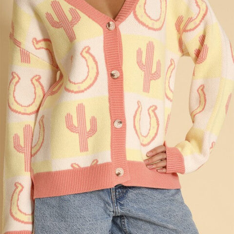 Tiled Cactus horseshoe knit cardigan