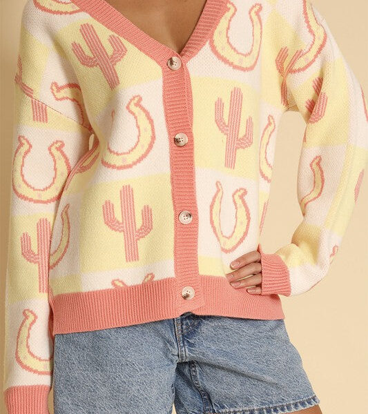 Tiled Cactus horseshoe knit cardigan