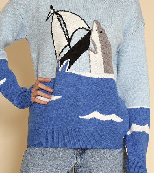 Shark attack knit sweater